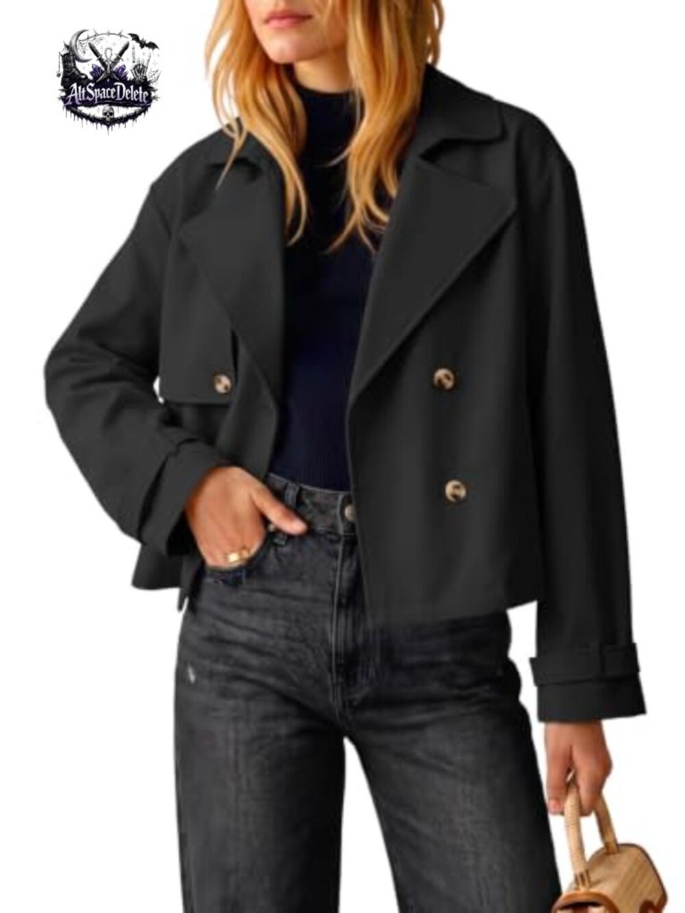 Cropped Double Breasted Trench Coat Short Womens Jacket